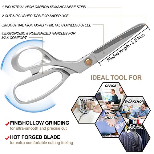 Fabric Scissors 8.5 Inch Heavy Duty Dressmaking Shears Sewing Tail...