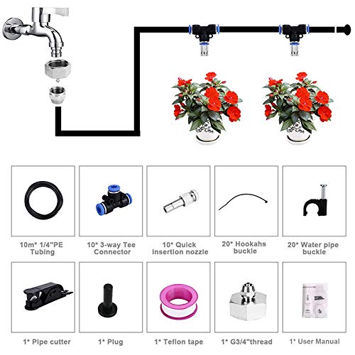 ZZHH 10M Irrigation Spray Cooling Kit, Outdoor Garden Spray Kit 1...