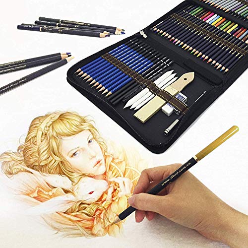 ZZWOND Drawing Pencils For Artists,72 Piece Kit Sketch Pencils and...