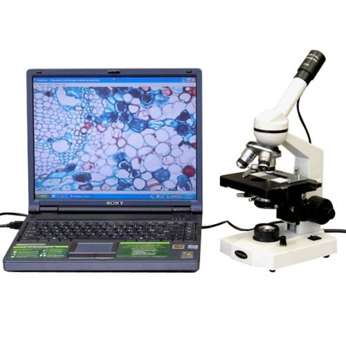 AmScope M600C-AC-CM-PS100E-50P100S Compound Monocular Microscope 110V 50 Blank Slides Brightfield Tungsten Illumination Includes Set of 100 Prepared Slides 100 Cove Mechanical Stage Abbe Condenser 40x-2500x Magnification WF10x and WF25x Eyepieces 