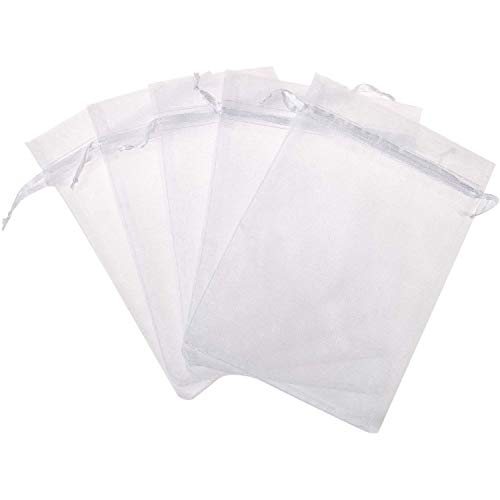 100 Pcs 5x7 Inch Gift Wrap Bags Organza Sheer Clear Tulle Fabric White Sachet for sale online 
